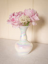 Medium White Iridescent Glass Bulbous Vase