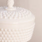 Medium White Milk Glass Hobnail Pedestal Lidded Dish