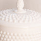 Medium White Milk Glass Hobnail Pedestal Lidded Dish