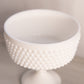 Medium White Milk Glass Hobnail Pedestal Lidded Dish