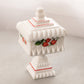 Medium White Milk Glass Wedding Box with Strawberry Designs