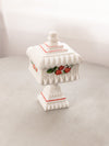 Medium White Milk Glass Wedding Box with Strawberry Designs