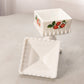 Medium White Milk Glass Wedding Box with Strawberry Designs