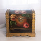 Medium Wooden Chest with Hand Painted Floral Designs and Gold Accents