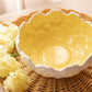 Medium Yellow and White Ceramic Floral Scalloped Bowl