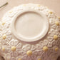 Medium Yellow and White Ceramic Floral Scalloped Bowl