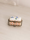 Mini Rectangular White Ceramic Hinged Lid Floral Handled Box