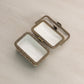 Mini Rectangular White Ceramic Hinged Lid Floral Handled Box