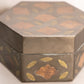 Hexagonal Brass Silver Copper Tone Mixed Metal Lidded Box