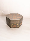 Hexagonal Brass Silver Copper Tone Mixed Metal Lidded Box