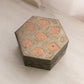 Hexagonal Brass Silver Copper Tone Mixed Metal Lidded Box