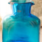 Modern Large Blenko Turquoise Blue Glass Water Bottle Carafe Vase