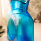 Modern Large Blenko Turquoise Blue Glass Water Bottle Carafe Vase