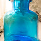 Modern Large Blenko Turquoise Blue Glass Water Bottle Carafe Vase