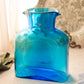 Modern Large Blenko Turquoise Blue Glass Water Bottle Carafe Vase