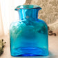 Modern Large Blenko Turquoise Blue Glass Water Bottle Carafe Vase