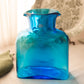 Modern Large Blenko Turquoise Blue Glass Water Bottle Carafe Vase