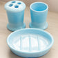 Mosser Blue Milk Glass Toothbrush Holder, Cup & Dish Bathroom Set