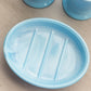 Mosser Blue Milk Glass Toothbrush Holder, Cup & Dish Bathroom Set