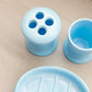 Mosser Blue Milk Glass Toothbrush Holder, Cup & Dish Bathroom Set
