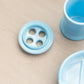Mosser Blue Milk Glass Toothbrush Holder, Cup & Dish Bathroom Set