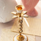 Open Twist Brass & Mother of Pearl Candleholder with Petals