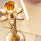 Open Twist Brass & Mother of Pearl Candleholder with Petals