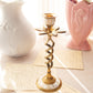 Open Twist Brass & Mother of Pearl Candleholder with Petals