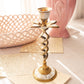 Open Twist Brass & Mother of Pearl Candleholder with Petals