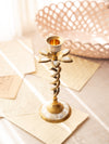 Open Twist Brass & Mother of Pearl Candleholder with Petals