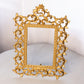 Ornate Large Gold Tone Metal Rectangular Standing Frame