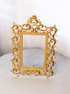 Ornate Large Gold Tone Metal Rectangular Standing Frame
