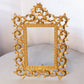 Ornate Large Gold Tone Metal Rectangular Standing Frame