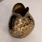 Petal-Rim Brass Bud Vase with Floral Details