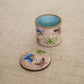 Vintage Small Light Pink Enamel-on-Brass Lidded Butterfly Jar
