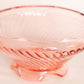 Vintage Imperial Pink Twisted Optic Glass Footed Bowl