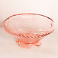 Vintage Imperial Pink Twisted Optic Glass Footed Bowl