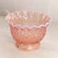 Pink Opalescent Glass Daisy & Button Bowl with Ruffle Edge