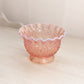 Pink Opalescent Glass Daisy & Button Bowl with Ruffle Edge