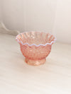 Pink Opalescent Glass Daisy & Button Bowl with Ruffle Edge