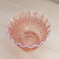 Pink Opalescent Glass Daisy & Button Bowl with Ruffle Edge