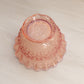 Pink Opalescent Glass Daisy & Button Bowl with Ruffle Edge