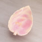 Pink & Peach Stone Leaf Dish with Gold Tone Metal Base with 3 Toes