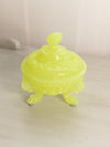 Vintage Portieux Vallérysthal Vaseline Glass Lidded Shell Dish