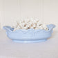 Vintage Powder Blue Ceramic Console Bowl with Candleholders Set