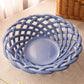 Primo'Gi Medium Blue Circular Ceramic Woven Basket Bowl