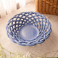 Primo'Gi Medium Blue Circular Ceramic Woven Basket Bowl