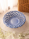 Primo'Gi Medium Blue Circular Ceramic Woven Basket Bowl