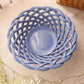 Primo'Gi Medium Blue Circular Ceramic Woven Basket Bowl