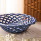 Primo'Gi Medium Blue Circular Ceramic Woven Basket Bowl